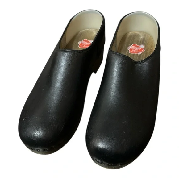 Berkemann Original Toeffler Clogs Black Wooden Soles Size EU 43 - Picture 2 of 9
